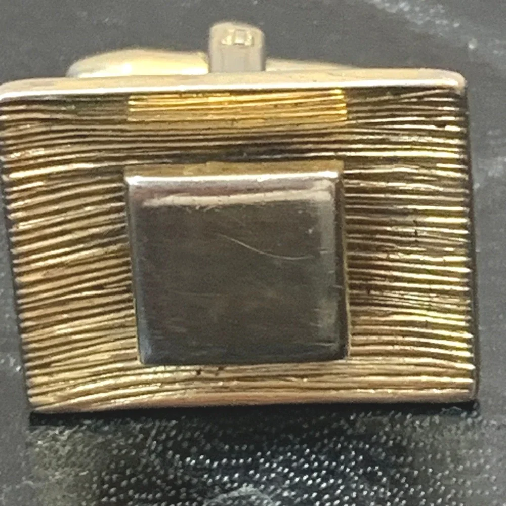 Vintage‎ Textured Gold Tone Double Square Cufflinks Mens Dress Shirt Accessories